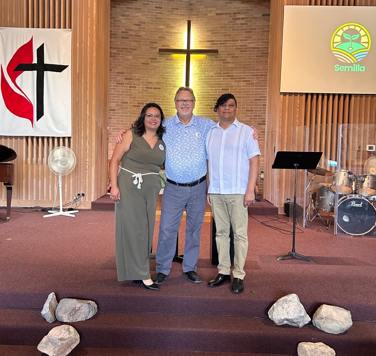 Semilla UMC pastors with Hartford UMC pastor in sanctuary